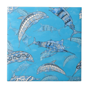 Azulejo De Cerâmica Oceanos Marinhos Golfinhos Marlins