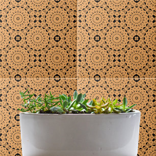 Azulejo De Cerâmica Ochre Étnica marroquina Boho Chic Patterno