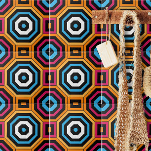 Azulejo De Cerâmica Octagon Moderno Colorido e Geométrico Quadrado