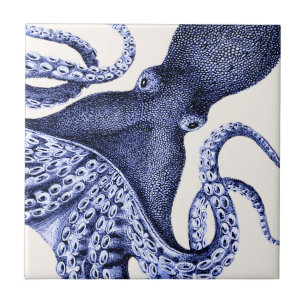 Azulejo De Cerâmica Octopus Azul Paisagem