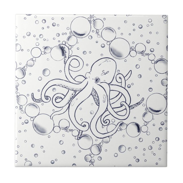 Azulejo De Cerâmica Octopus Bubble Drift Primary (Frente)