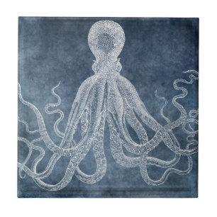 Azulejo De Cerâmica Octopus - Cor de Água do Denim Azul-Twilight Esma