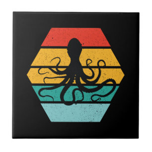 Azulejo De Cerâmica Octopus Silhouette Sunset