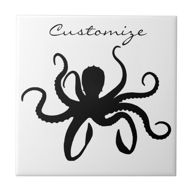 Azulejo De Cerâmica Octopus Silhouette Thunder_Cove (Frente)