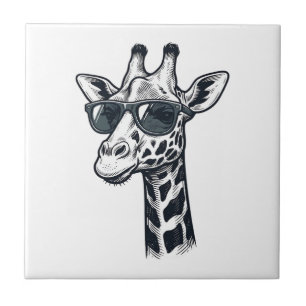 Azulejo De Cerâmica Óculos de Sol de Girafa Legal Camiseta com Gravaçã