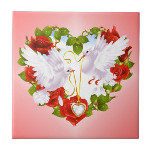 Azulejo De Cerâmica Óculos, Rosas vermelhas, Coração,
