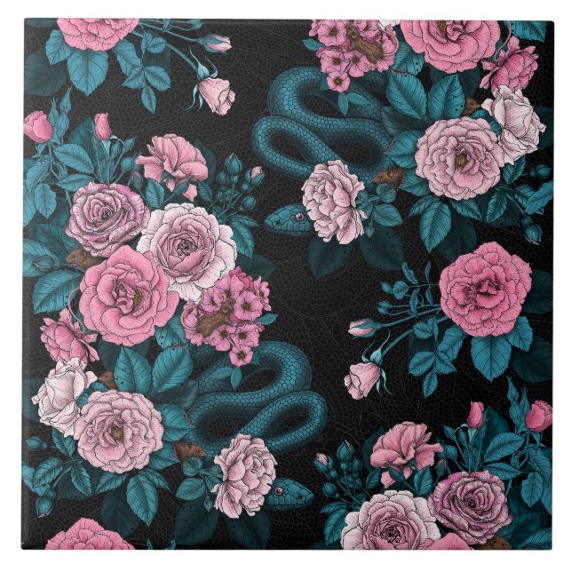 Azulejo De Cerâmica Oculto nas rosas 2 (Frente)