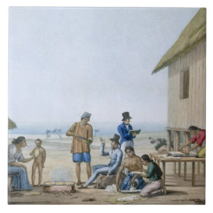 Azulejo De Cerâmica Ocupações domésticas, Agagna, Guam, Filipinas, 