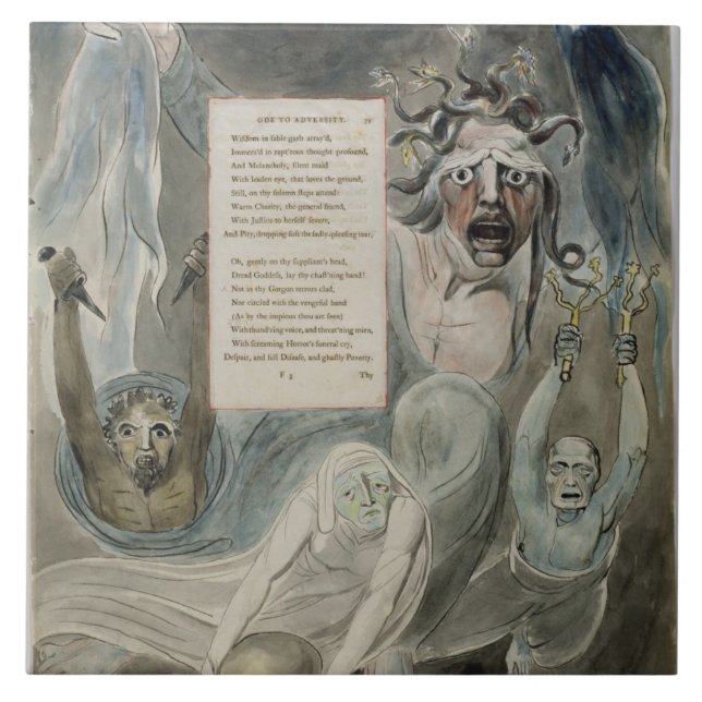 Azulejo De Cerâmica Ode à adversidade, "dos poemas de Thomas Gray", (Frente)
