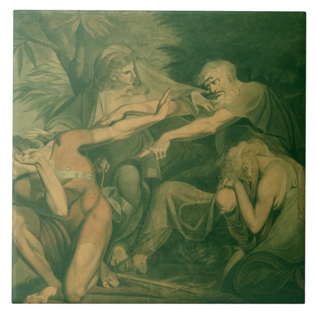 Azulejo De Cerâmica Oedipus que maldiz seu filho Polynices - "vai (Frente)