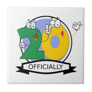 Azulejo De Cerâmica Oficialmente 20 Banner de Aniversário