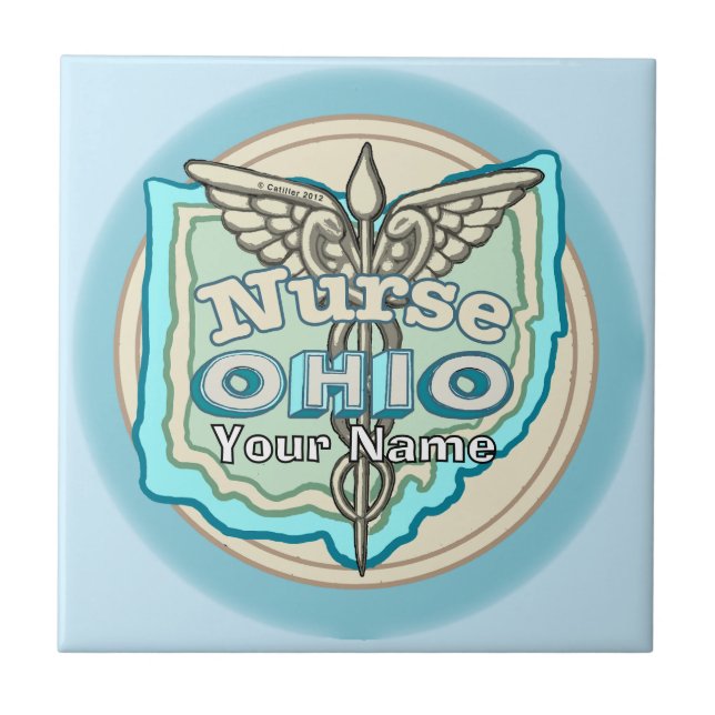 Azulejo De Cerâmica Ohio Nurse Caduceus Tile (Frente)
