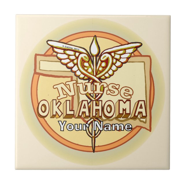 Azulejo De Cerâmica Oklahoma Nurse Caduceus Tile (Frente)
