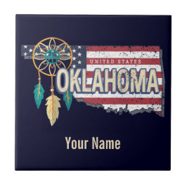 Azulejo De Cerâmica Oklahoma United States Retro Map Vintage EUA