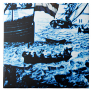 Azulejo De Cerâmica Olhar C1 do vintage de Delftware dos navios da