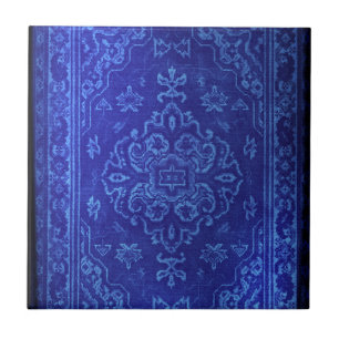 Azulejo De Cerâmica Olhar do tapete persa no azul
