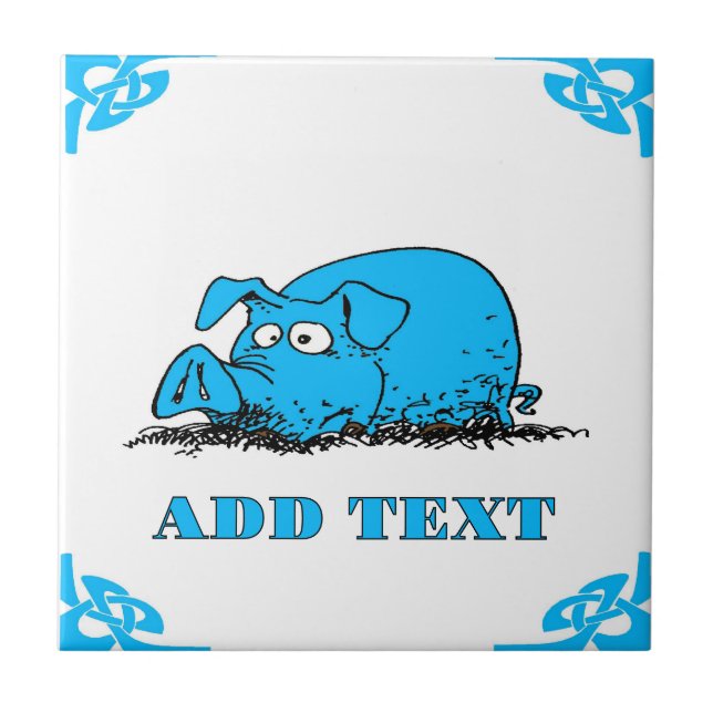 Azulejo De Cerâmica Olhar Hog Holandês Azul de Delft (Frente)