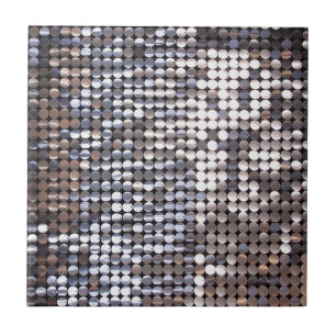 Azulejo De Cerâmica Olhar Sparkling de prata do Sequin