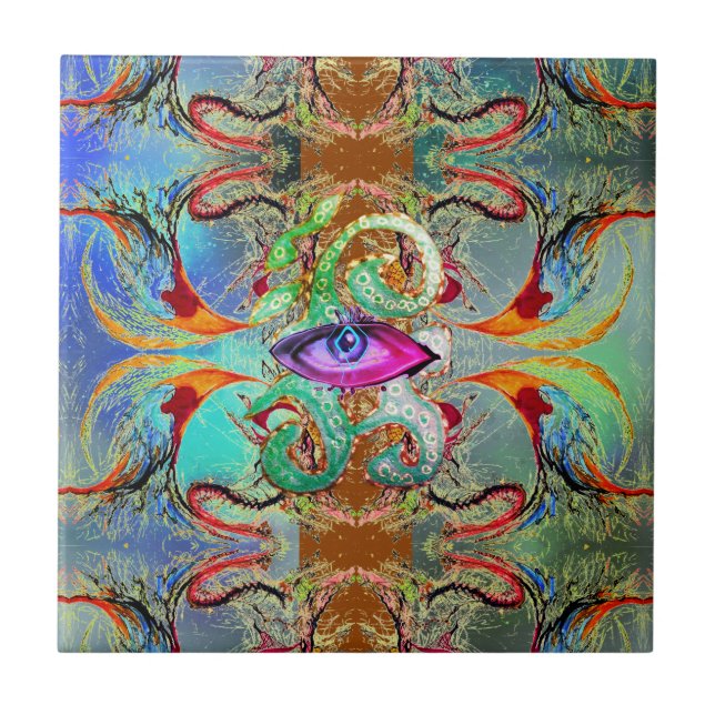 Azulejo De Cerâmica Olho de uma Tempestade Multidinensional (Frente)