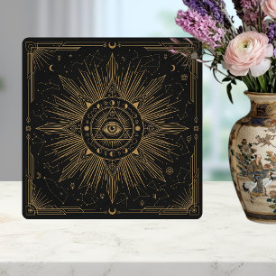 Azulejo De Cerâmica Olho Místico Constelações Celestiais Design Dourad