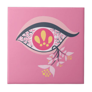 Azulejo De Cerâmica Olho Trip Psychedelico Flor de Rosa Surrealista