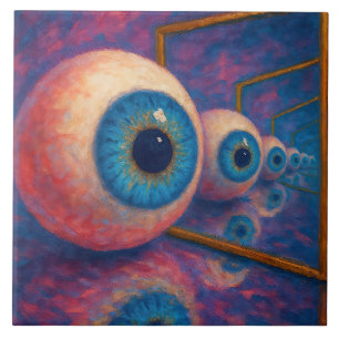 Azulejo De Cerâmica "Olhos Além Do Sempre" - Um Retrato Surreal