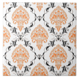 Azulejo De Cerâmica Olhos pegando padrão clássico vitoriano laranja