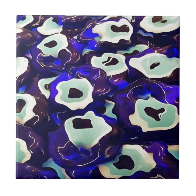 Azulejo De Cerâmica Olhos Turcos Boncuk Formaram Arte Bizarra Amuleta (Frente)