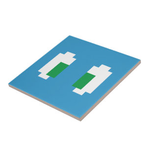 Azulejo De Cerâmica Olhos Verdes De Pixel Manga De 8 Bits