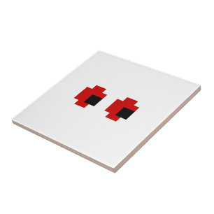 Azulejo De Cerâmica Olhos Vermelhos Brancos de 8 Bits