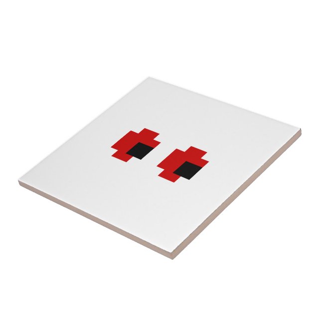 Azulejo De Cerâmica Olhos Vermelhos Brancos de 8 Bits (Lateral)