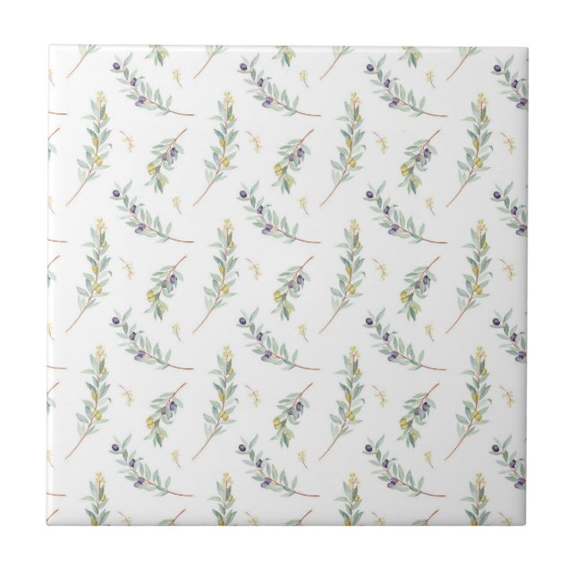 Azulejo De Cerâmica Olive Branch Botanical Rustic Pattern (Frente)