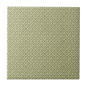 Azulejo De Cerâmica Olive Verde Espiral Celta Linhas de Ângulo Reto