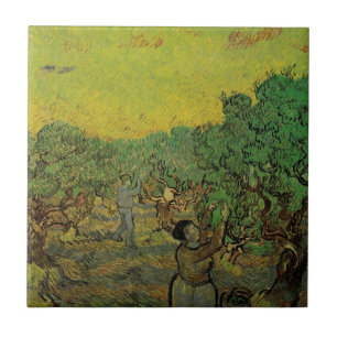 Azulejo De Cerâmica Oliveira com Figuras Colhendo, Vincent van Gogh