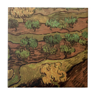 Azulejo De Cerâmica Oliveiras de Van Gogh Contra a Encosta de uma Coli