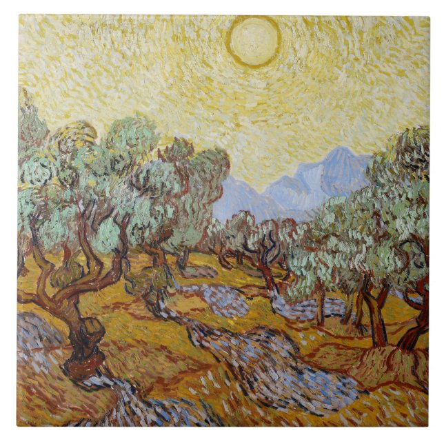 Azulejo De Cerâmica Oliveiras de Vincent van Gogh |, 1889 (Frente)