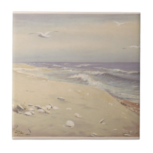 Azulejo De Cerâmica On the Beach (1879) - Vintage Coastal Art