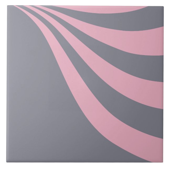 Azulejo De Cerâmica Onda Cinza e Rosa (Frente)