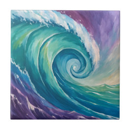 Azulejo De Cerâmica Onda Espiral Abstrata do Oceano