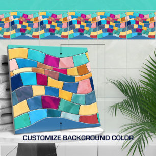 Azulejo De Cerâmica Onda Mosaica Colorida Sem Costura