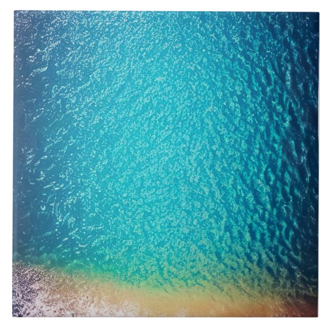 Azulejo De Cerâmica onda oceânica de areia laranja-azul (Frente)