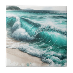 Azulejo De Cerâmica Onda Turquesa Oceânica