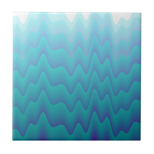 Azulejo De Cerâmica Ondas Abstratas Azul Turquesa (Frente)