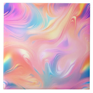 Azulejo De Cerâmica Ondas abstratas rosa azul amarelo da moda