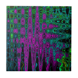 Azulejo De Cerâmica Ondas Atômicas Groovy Abstratas Magenta em Negrito