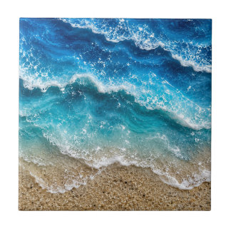Azulejo De Cerâmica Ondas Azuis de Resina Falsa Costa Praia