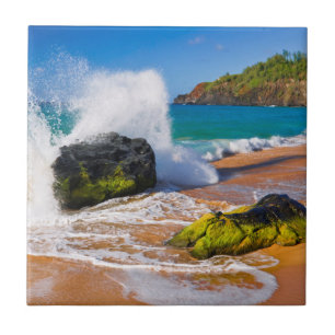 Azulejo De Cerâmica Ondas batem na praia, Havaí