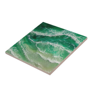 Azulejo De Cerâmica Ondas Costeiras de Resina Falsa Verde