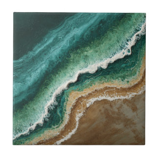 Azulejo De Cerâmica Ondas Costeiras de Resina Falsa Verde Praia