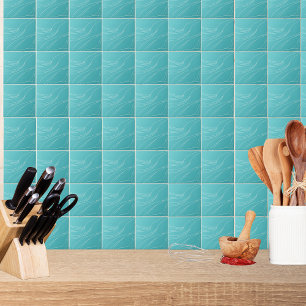 Azulejo De Cerâmica Ondas da Linha Aqua Modernista Abstrato